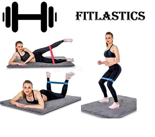Fitlastics Natural Rubber Resistance Pink Loop, Stretch Bands Combo Set for Men and Women 5