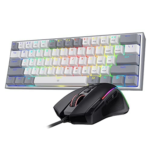 Redragon K617 Fizz 60% Wired RGB Gaming Keyboard, 61 Keys Compact Mechanical Keyboard w/White and Gr