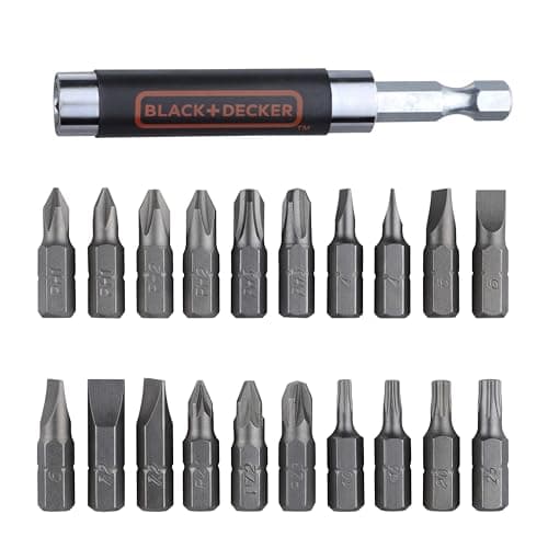 BLACK+DECKER A7074 20-Piece Screwdriver Bit Set with Magnetic Drive Guide & Bit Holder for Home, DIY & Professional Use, 6 Month Warranty, ORANGE & BLACK