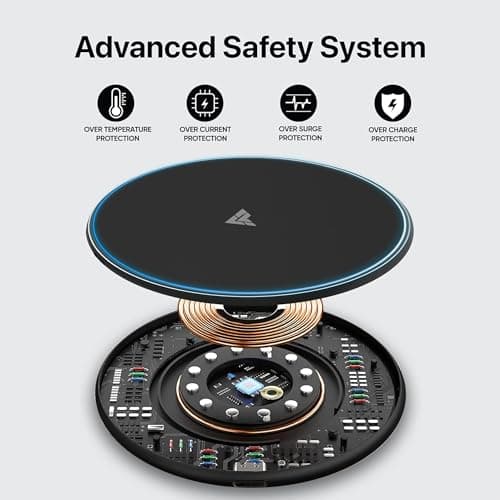 Vaku Luxos® 15W Wireless Charger Albany Series Fast Charging Pad PD Qi-Certified with Type C Cable for iPhone 15/15 Plus/15 Pro/15 Pro Max, iPhone 14/14 Plus/14 Pro/Max, iPhone 13/12/11 Series-Black 2