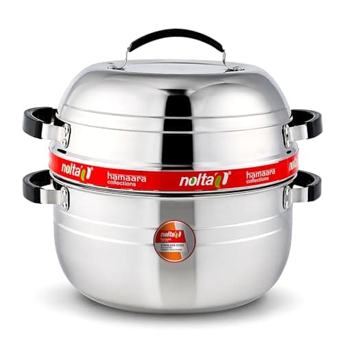 Nolta Premium 1.5 KG Thermal Rice Cooker (Large Size) Induction Cookware, ISO Certified, 1yr Replace-Guarantee, Stainless Steel Steamer Choodarapetty + SS Inner Pot