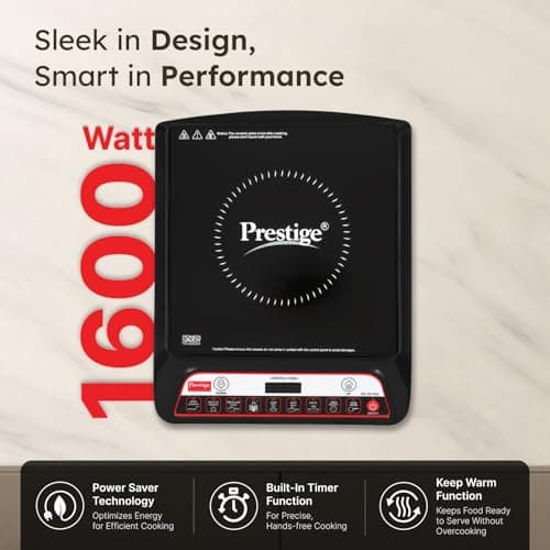 Prestige PIC 20 WIZ 1600W Induction Cooktop(Black, Automatic Whistle Counter, Indian Menu Option) 4