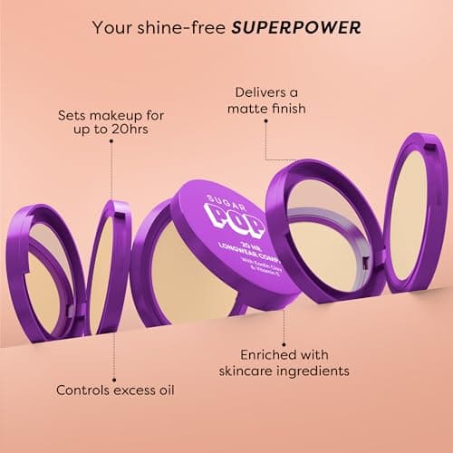 SUGAR POP 20 HR Longwear compact with Kaolin Clay and Vitamin E | Face Powder with Matte Finish | Oil Control | 9gm - 03 Honey 2