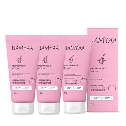 Namyaa Hair Removal Cream for Intimate Skin with Free Vitamin C Serum, 60 gram, Pack of 3
