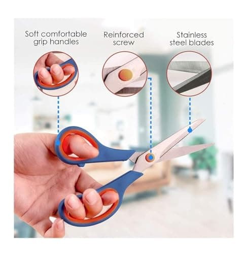 Multipurpose Scissors Set, All-Purpose Set Scissors for Office, School, Home, Sewing, Crafts, Comfort Grip Handles, 4 Pack, Multicolor 4
