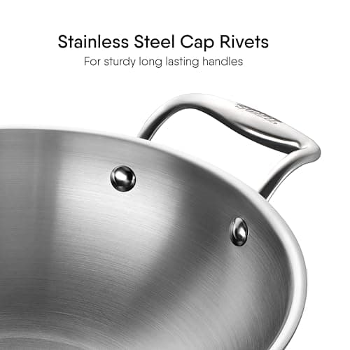 Stahl Artisan Triply 2.0 L, 22 cm Stainless Steel Kadhai with Lid, Kadai for Cooking, Stainless Steel Cookware Triply Kadai, Induction & Gas Stove Compatible 4