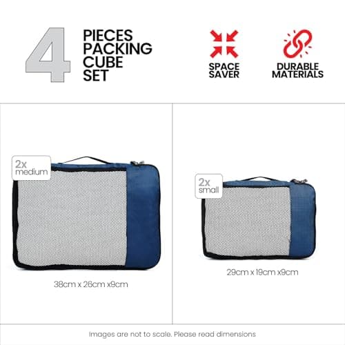 FATMUG Packing Cubes Travel Pouch/Bag Suitcase Organiser Set of 4 (2 Medium and 2 Small) (Navy Blue) 2