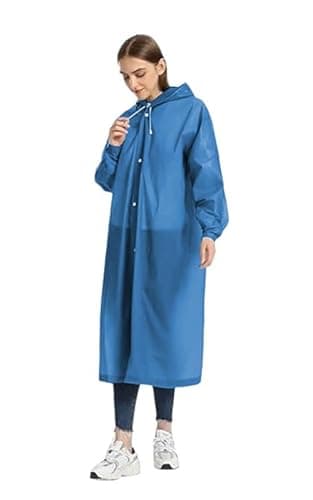Missby Unisex-Adults Windproof Hooded EVA Poncho Raincoat (Navy Blue)