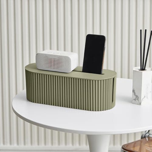 HASTHIP® Cable Management Box with Mobile Stand, Cords Hider & Surge Protector, Phone Charging Stand with Cable Organizer, Cords Hider, Wire Organizer, 33x13x11 cm 4