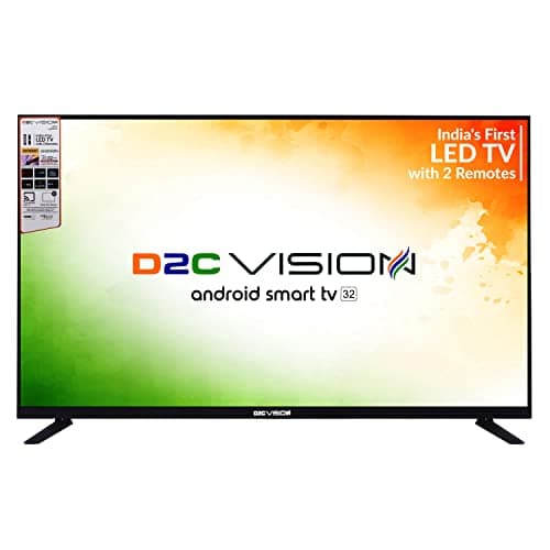 D2CVISION 80 cm (32 inches) Bezel - Less Android 11 with Bluetooth & Voice Assistant | HD Ready Smart LED TV | with 2 Remotes | D2CVELASLTBLK32 (Black)