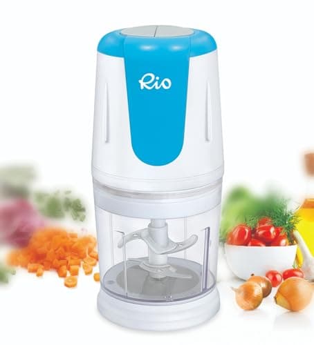 Rio Electric Chopper For Kitchen - 250 Watts Double Speed, Copper Motor, 700 ML Capacity To Chop, Blend, Dice, Grind, Mince, Mini Food Processor Vegetables Chopper, Four Stainless Steel Blade(Blue)