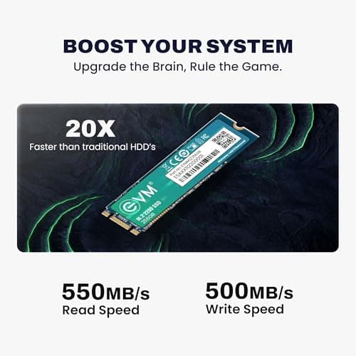 EVM 256GB M.2 SATA SSD 2280 | Internal SSD | Up to 530MB/s Read 420MB/s Write | Laptop Desktop Storage Upgrade | 5 Year Warranty (EVMM2/256GB) 3