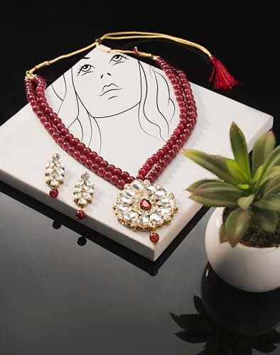 ASMITTA Stunning Gold Plated Jewellery Set for Women - NS1184GLD_N 4