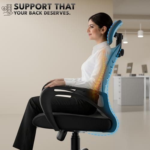 beAAtho® Verona Mesh High Back Ergonomic Home Office Chair with 3-Years Limited Warranty by beAAtho, Tilting & Height Adjustable Mechanism, Heavy Duty Metal Base Ideal for Office Work & Study (Black) 6