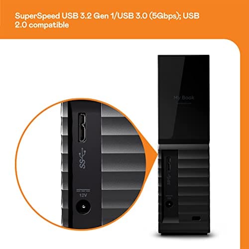 WD 24TB My Book Desktop External Hard Drive, with Password Protection and Backup Software, USB 3.2 Gen1, exFAT - WDBBGB0240HBK-NESN 5