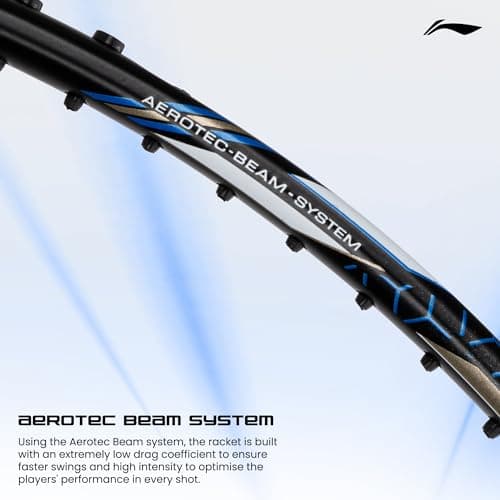 Li-Ning G-Force 5800 Superlite Strung Badminton Racquet with Free Head Cover| 78 Grams (Black/Blue) 4