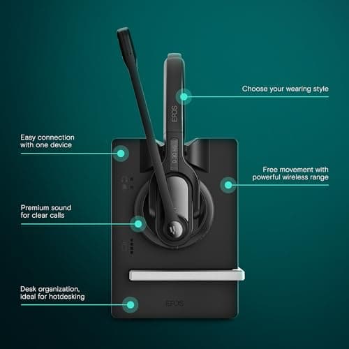 EPOS Impact D 30 USB ML - Wireless DECT Dual Ear Headset for a Direct Connection to a PC/Softphone, Black 2