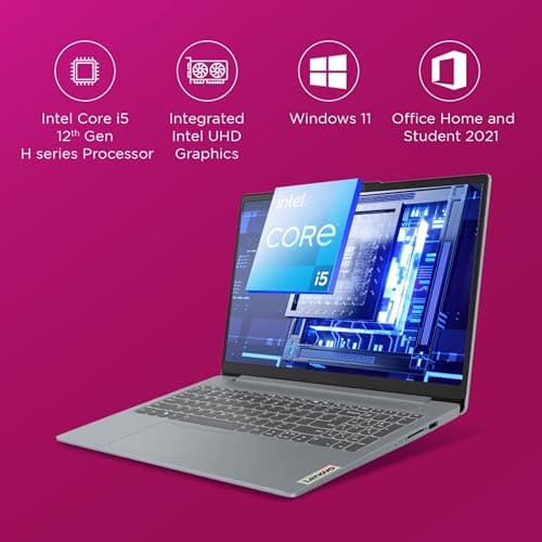 Lenovo IdeaPad Slim 3, Intel Core i5-12450H, 12th Gen, 16GB RAM, 512GB SSD, FHD IPS, 15.6"/39.6cm, Windows 11, MSOffice 21, Grey, 1.6Kg, 83ER008DIN, Intel UHD Graphics, Backlit KB,1 Yr ADP Free Laptop 2