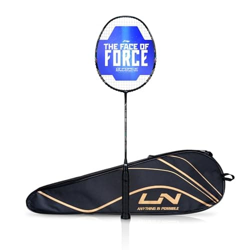 Li-Ning Li-Ning G-Force 3800 II Superlite Strung Badminton Racket with Full Cover | 5U | Maximum Tension ≤ 30 Lbs (Black)