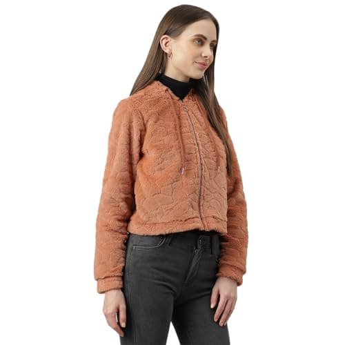 Latin Quarters Women's Brown Solid Hoodie | Winter wear Casual Warm Zipper Jacket Hooded Neck Hoody_S 4