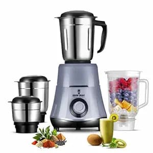 HydroGrind Powerful 750 W Juicer Mixer Grinder For Kitchen 4 Jars (3 Stainless Steel + 1 Juicer) Mixie For Mixing, Grinding, Juicing 2 Years Warranty (Grey & Black)