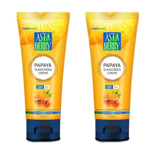 ASTABERY Papaya Sunscreen Creme SPF 50 | Lightweight Dermatologist Formulated Sun Protection with Papaya Extract | Broad Spectrum UV Protection for All Skin Types | Non-Greasy Daily Use Sunscreen (Pac