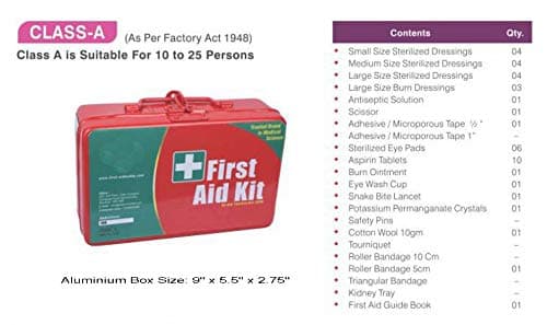 Tool Zone First Aid Kit Metal Storage Box Red- Class C for 25 Pax - Set with Medicine 3