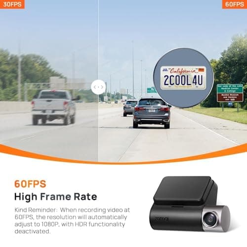 70mai A510 HDR 3K Dash Cam, STARVIS 2 IMX675 Sensor, ADAS, Built-in GPS Logger, Route Recorder, MaiColor Vivid+ with Night Owl Vision, App Playback & Share, Optional Parking Monitoring 3