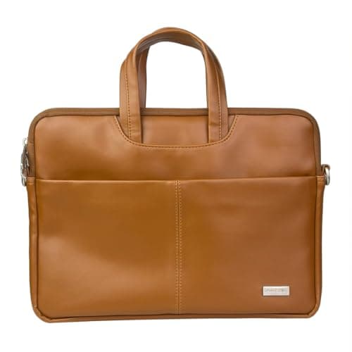 Spacething Helios Leather Laptop Bag, Tan Brown, 13-14 Inch,15-16 Inch with Charging Pouch, Zip Closure (Tan Brown, 13-14 Inches) 2