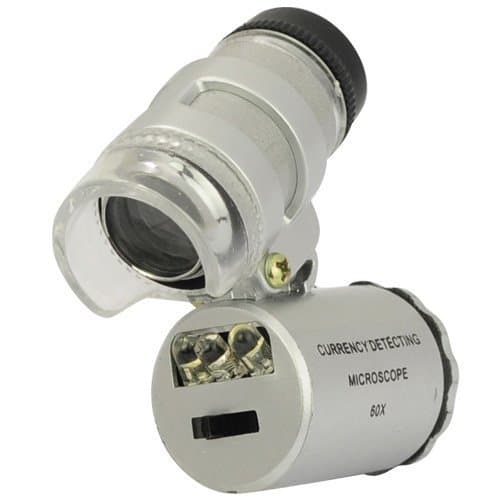 Inditradition 60X Zoom Pocket Microscope Magnifier | for Currency, Jewellery, with LED & UV Light (Grey) 3