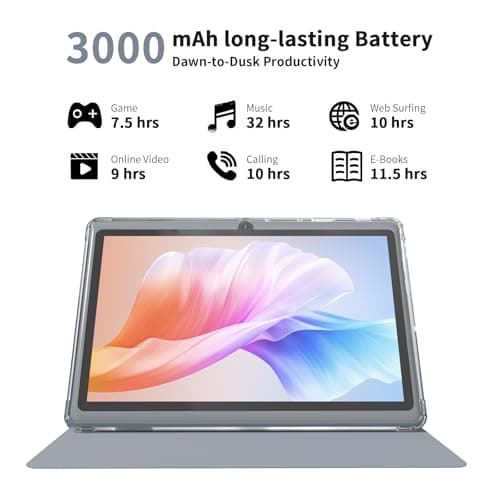 ZZB 7" Tablet, Android 15, 8GB RAM (5GB Expandable), 32GB ROM Tablets, Support 1TB MicroSD, Widevine L1, Dual Camera, 5G WiFi-6 Android Tablet with Case, 7 Inch Tablets + 5