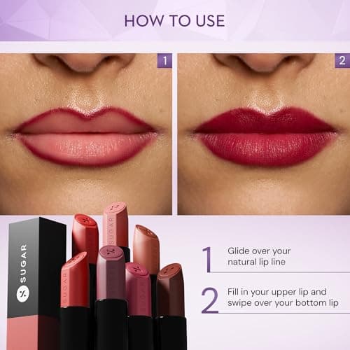 SUGAR Cosmetics Glide Peptide Serum Lipstick with Hyaluronic Acid & Vitamin E | Velvet Matte Lipstick for Indian Skin | 1-Swipe Full Coverage | 4.2gm - 01 Santorini Sunset 4