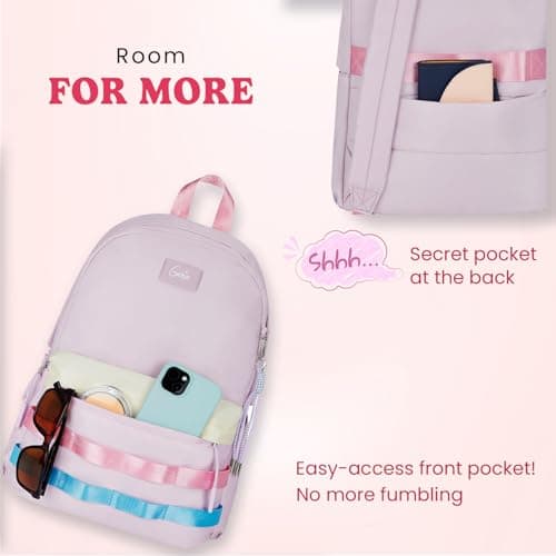 Genie Kpack Laptop Backpack for 15.6 Inch Laptop, Lavender | Spacious College & Office Backpack for Women & Girls 3