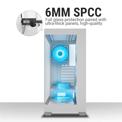 Ant Esports Crystal X7 ATX Computer Case/Gaming Cabinet with Type-C - White | Support ATX, Micro-ATX, Mini-ITX | Pre-Installed 3 M/B Plate Fans, 2 PSU Shroud Fans, 1 Bottom & 1 Rear Fan 2