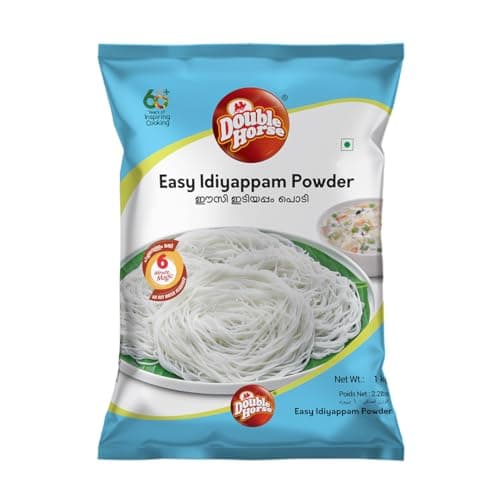 Double Horse Easy Idiyappam Powder 1Kg | Rice Flour | Export Quality |Hot Water Not Required | 6 minutes magic| Noolappam| Nool Puttu Powder
