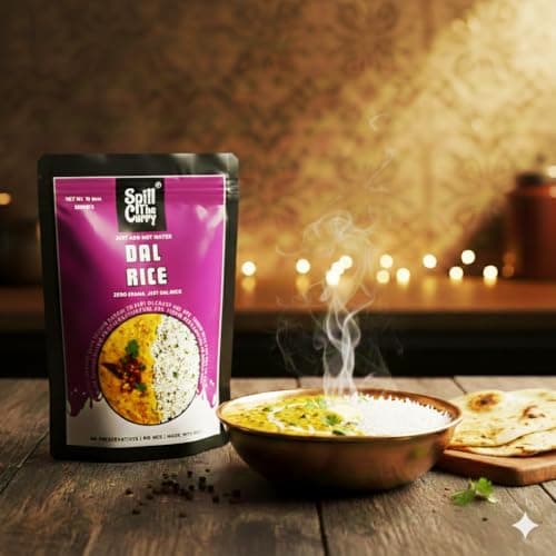 SPILL THE CURRY Dal Rice Ready to Eat | Authentic Dal Chawal Indian Comfort Meal | Freeze-Dried Instant Food with Pure Ghee | Heat & Eat Veg Meal for Travel & Hostel | Pack of 1 (70g) 3