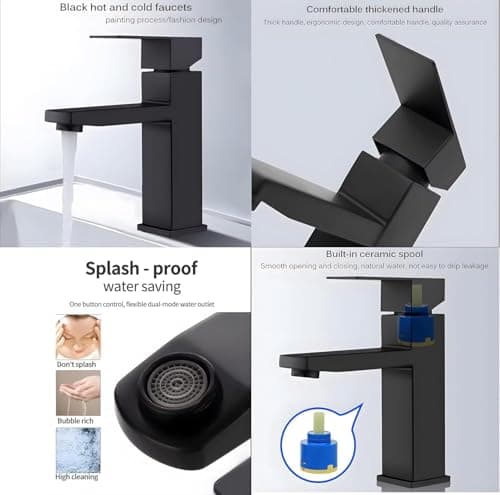 24x7 eMall Matt Black Basin Mixer Faucet Tap Black Matt Design Hot and Cold Bathroom Short Body - 7 Inches 5