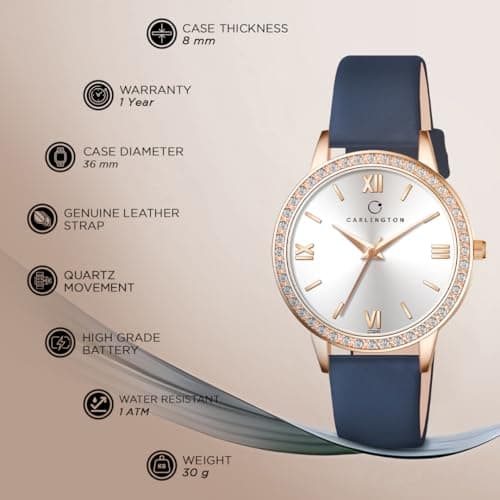 Carlington Iconic Analog Watches for Women with Premium Leather Strap - CT 2042 4