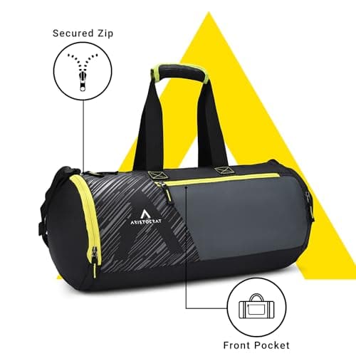 Aristocrat Beast Polyester 48cm Gym Duffle Bag for Men and Women with Multiple Pockets and Separate Shoe Compartment for Travel, Sports and Workouts (Black) 4