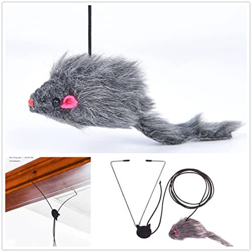 Qpets® Hanging Cat Teaser Toys, Elastic Rope Design, Soft Plushed Mouse Cat Activity Toy, Ideal for Indoor Play 4