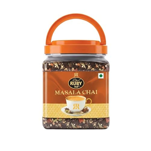 ROYAL RUBY TEA Masala Tea 250g | 100% Assam CTC Blend with Real Indian Spices | Enriched with Cardamom Ginger Cloves Bay Leaf Tulsi Nutmeg & Black Pepper | Refreshing | All Natural | No preservatives 