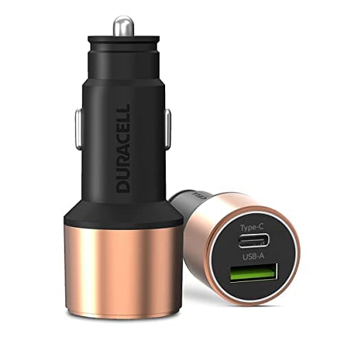 Duracell 65W Fast Car Charger Adapter with Dual Output. Quick Charge, Type C PD 45W & Qualcomm Certified 3.0 20W, Compatible for iPhone, All Smartphones, Tablets & More (Copper & Black) 4