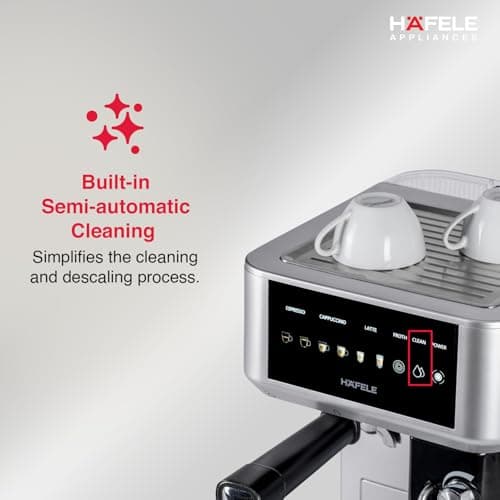 Hafele U-Kaffee Nova Coffee Machine| 20-Bar Pump Pressure | Removable Water Tank (1.6 L)| Rapid Thermoblock Technology | Built-in Semi-automatic Cleaning | 2 Year Warranty | Silver 3