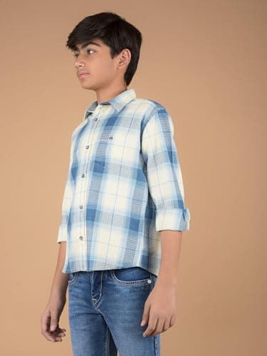 Crimsoune Club Boy's Blue Checked 100% Cotton Shirt (5-6Y) 2