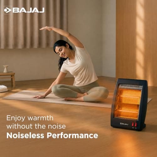 Bajaj RHX-2 Halogen Heater | 2 Heat Settings-400W/800 Watts | Noiseless Operation | DuraElement With 1-Yr Heating Element Warranty | Convection Room Heater For Winter | 2-Yr Warranty 【Black】 4