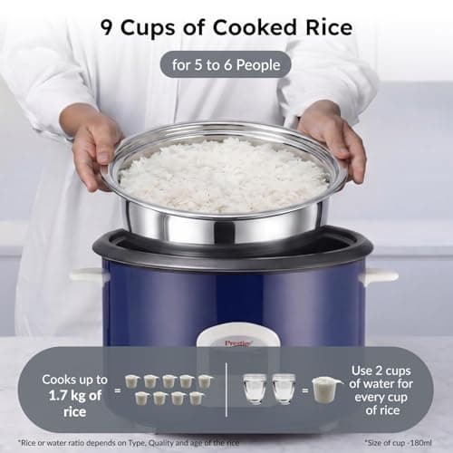 Prestige Electric Rice Cooker - Cute 2.8-2 (2.8 L Open Type, with Stainless Steel Cooking Pan - 2 Unit) 4