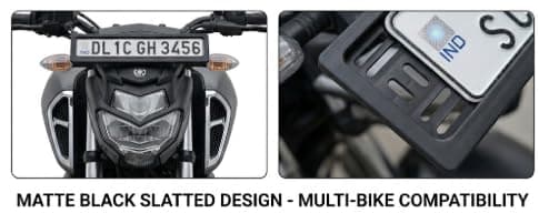 Number Plate Frame Sliding, Universal for Motorbikes/Scooters, ABS Plastic, Black, Set of 2 (Front & Rear) 2