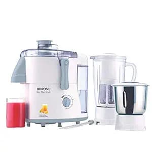 Borosil Primus II Juicer Mixer Grinder, For Juicing, Wet/Dry Mixing & Grinding, 500 Watts, 2 Jars (1.5 L Polycarbonate Blending Jar, 1 L Dry / Wet Grinder Stainless Steel Jar, With Pulp Collector & Ju