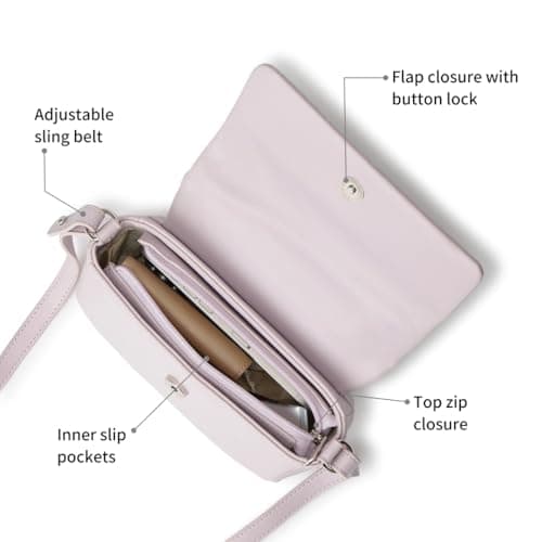 Fastrack Cloud Quilt Sling Bag for Women| Faux Leather Sling With Secure Flap Closure | Stylish Mini Bag With Organised Interior | Women's Handbags | Trendy Bags For Girls | Soft Sling Nag for Girls 3