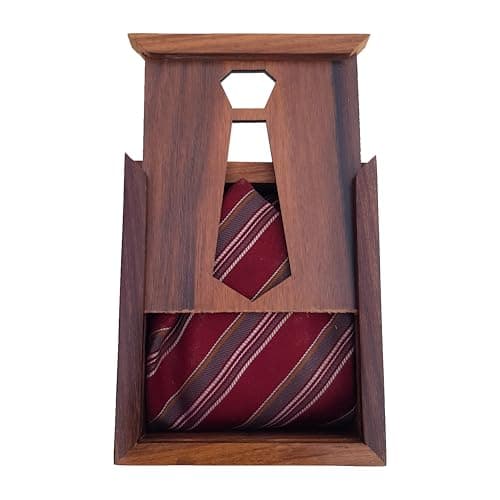 Explore India Crafts Wooden Tie Storage box single tie box Display case for Gift for wedding, Office Gift, Corporate Gift 5